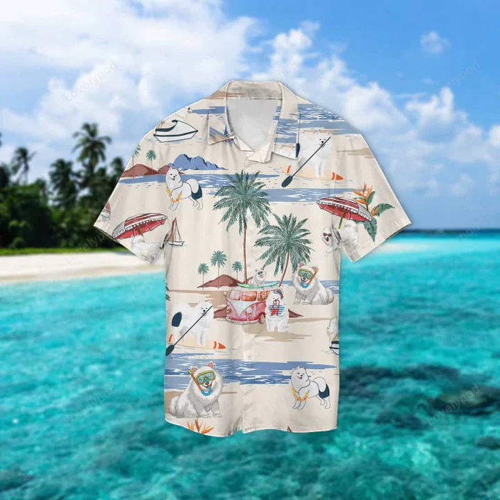 Samoyed Summer Beach Hawaiian Shirt Gift for Men Women Fans – Men & Women Aloha Beach Shirt Gift for Men Women Fans