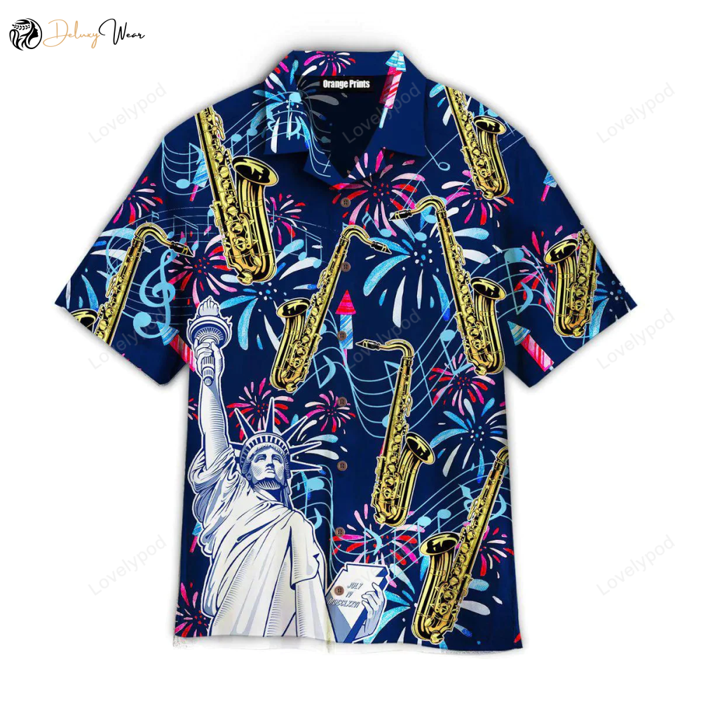 Saxophone Music America Hawaiian Shirt Gift for Men Women Fans – Celebrate Patriot Day with Style!