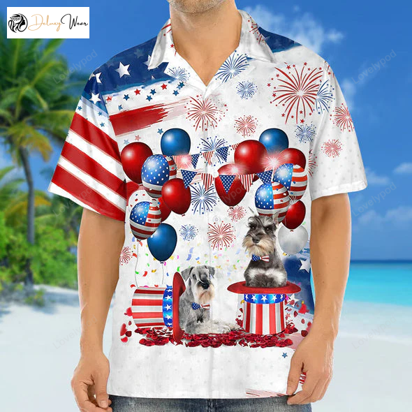 Schnauzer Independence Day Hawaiian Shirt Gift for Men Women Fans – Men s & Women s 4th of July Shirt Gift for Men Women Fans