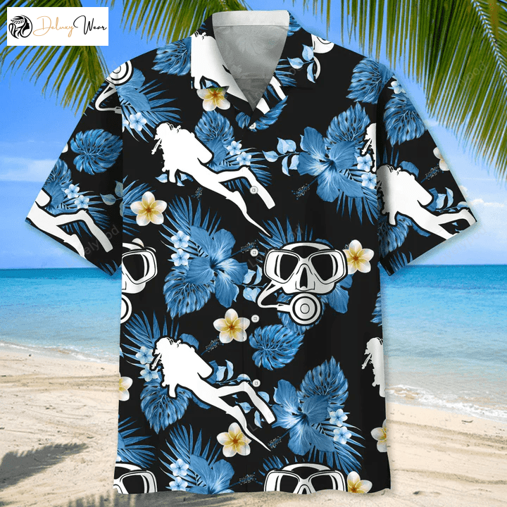 Scuba Diving Hawaiian Shirt Gift for Men Women Fans: Blue Nature Design for Men & Women