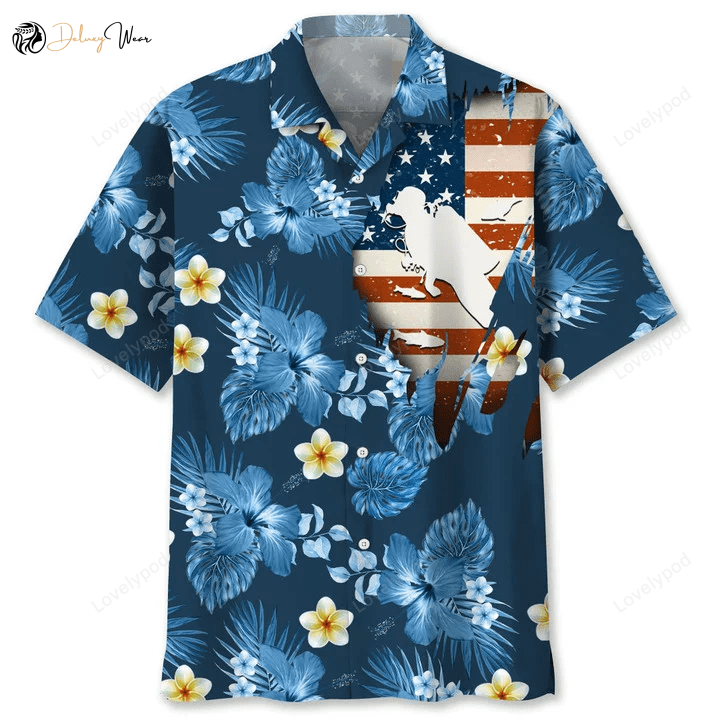 Scuba Diving USA Hawaiian Shirt Gift for Men Women Fans: Vibrant Blue Tropical Design for Men & Women