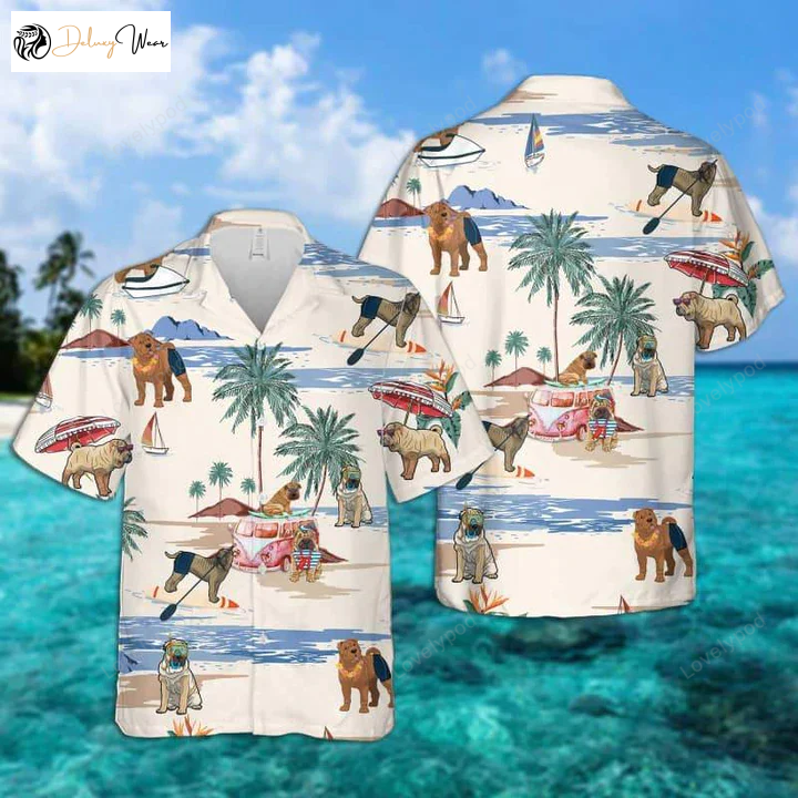 Stylish Shar Pei Summer Beach Hawaiian Shirt Gift for Men Women Fans – Men Women Aloha Short Sleeve Aloha Beach Shirt Gift for Men Women Fans