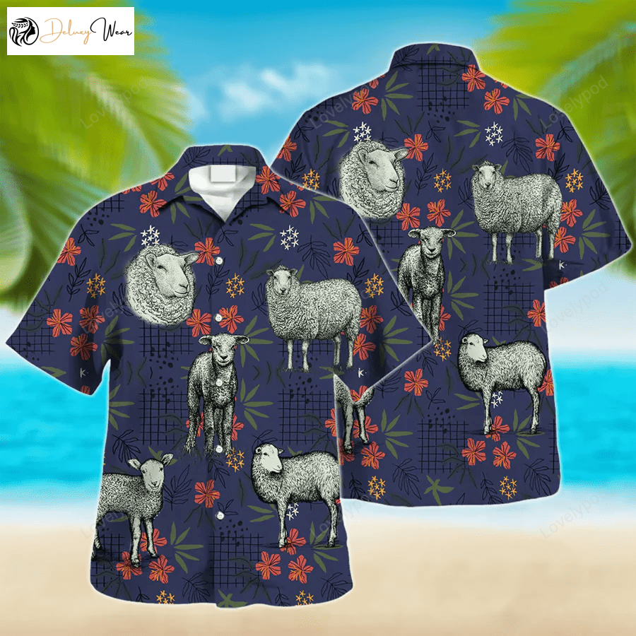 Men s Funny Sheep Hawaiian Shirt Gift for Men Women Fans – Unique Animal Print Gift for Him