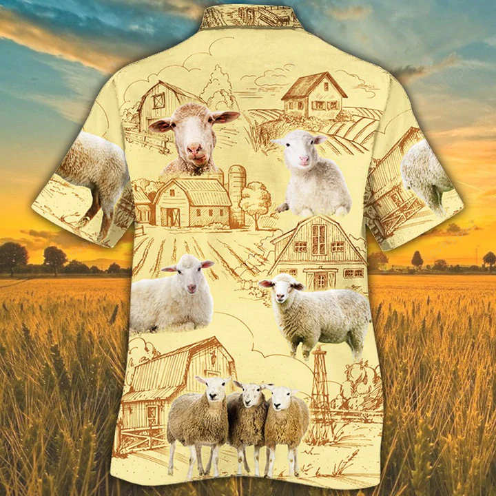 Sheep Lovers Farm Hawaiian Shirt Gift for Men Women Fans: Short Sleeve Aloha Shirt Gift for Men Women Fans for Men & Women