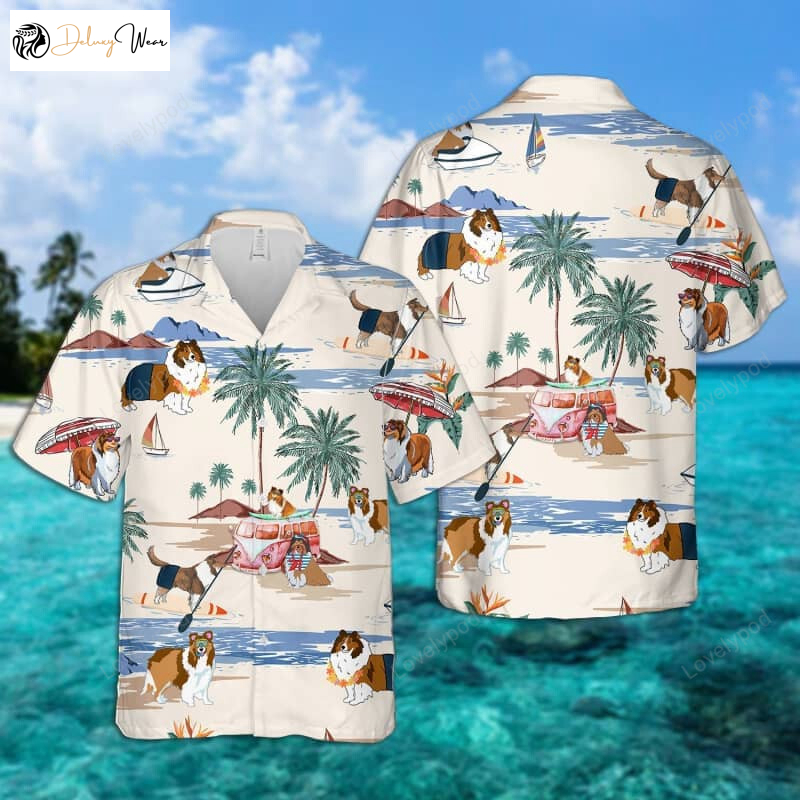 Stylish Shetland Sheepdog Beach Hawaiian Shirt Gift for Men Women Fans – Dog Summer Shirt Gift for Men Women Fans for Beach Fun!