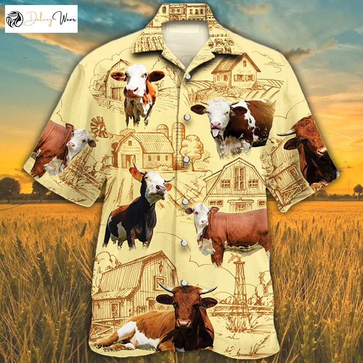 Simmental Cattle Lovers Hawaiian Shirt Gift for Men Women Fans: Stylish Summer Attire for Men