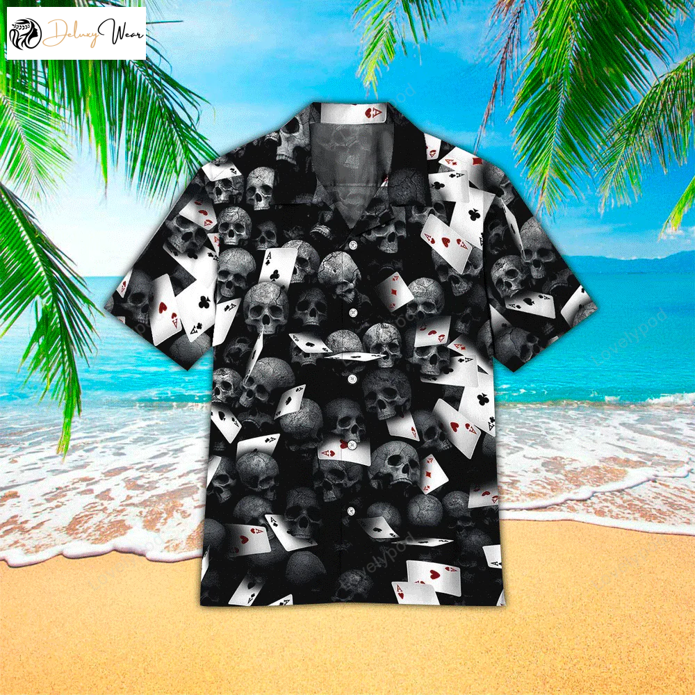 Skull Poker Black Hawaiian Shirt Gift for Men Women Fans – Perfect Gift for Skull Lovers Men Women Adults