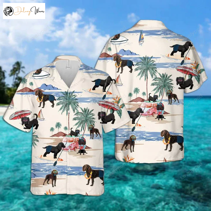 Men s Spanish Water Dog Hawaiian Shirt Gift for Men Women Fans: Summer Beach Aloha Short Sleeve