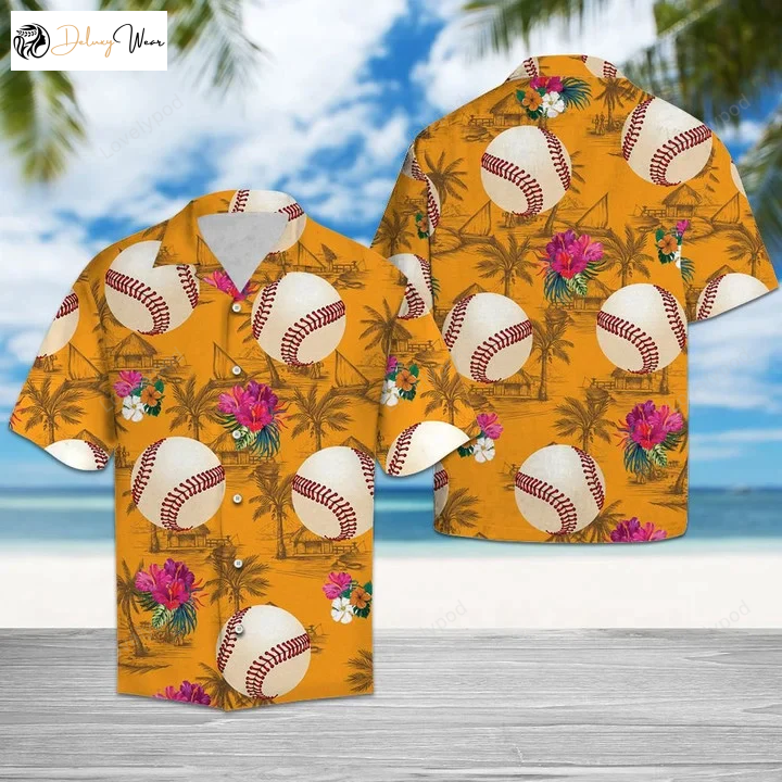 Stand out with our Sporty Baseball Tropical Flowers Hawaiian Shirt Gift for Men Women Fans