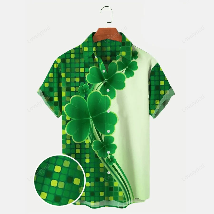 St Patrick s Day Shamrock Print Hawaiian Shirt Gift for Men Women Fans for Men & Women – Festive & Stylish
