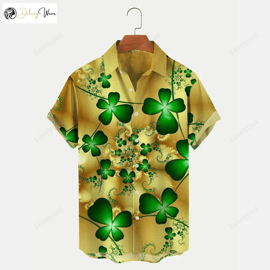 St Patrick s Day Shamrock Print Hawaiian Shirt Gift for Men Women Fans for Men & Women – Festive & Stylish