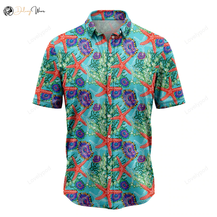 Men s Starfish Underwater Floral Hawaiian Shirt Gift for Men Women Fans – Aloha Beach Summer Gift