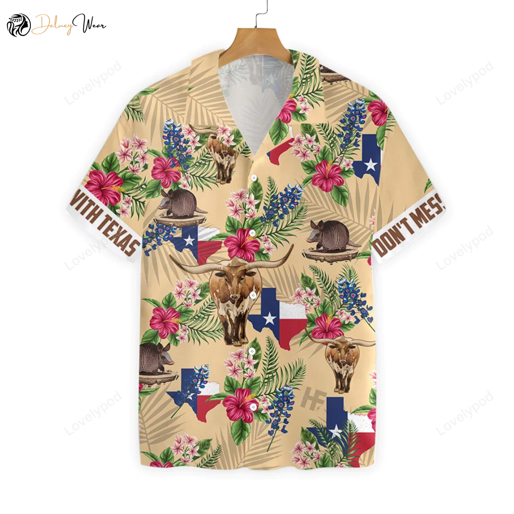 Stylish Texas Hawaiian Shirt Gift for Men Women Fans: Bluebonnet Cream Insignia – Shop Now!