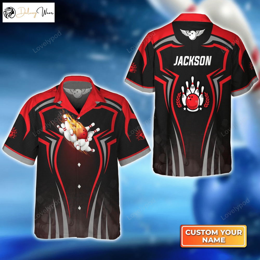 Crash the Pins with Style: Red Bowling Hawaiian Shirt Gift for Men Women Fans for Men Women & Bowling Team