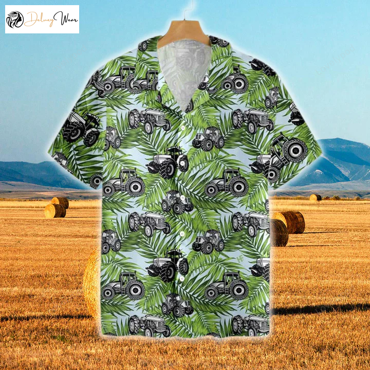 Tractors Tropical Leaves 3D Hawaiian Shirt Gift for Men Women Fans – Perfect Hawaiian Shirt Gift for Men Women Fans Gift for Men and Women