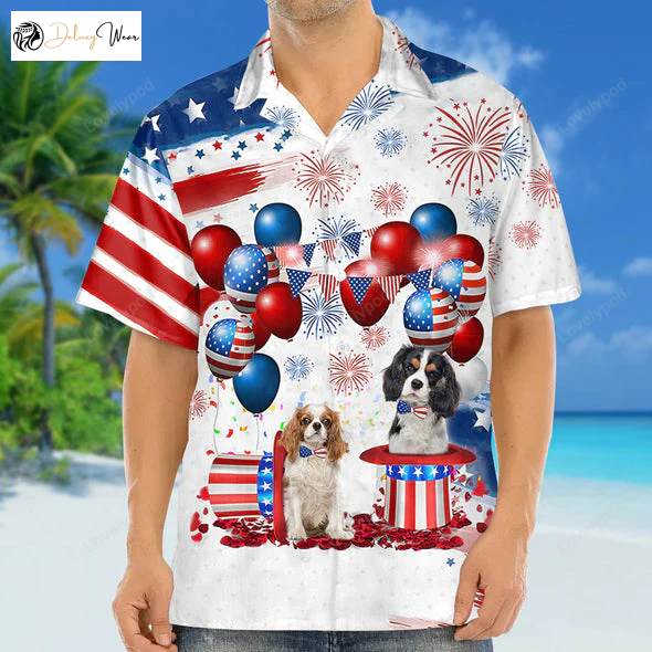 Tricolor Cavalier King Charles Spaniel Hawaiian Shirt Gift for Men Women Fans Independence Day 4th of July Men s & Women s Shirt Gift for Men Women Fans