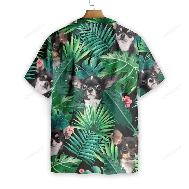 Stylish Tropical Black Chihuahua Hawaiian Shirt Gift for Men Women Fans – Unique Dog Pattern Design