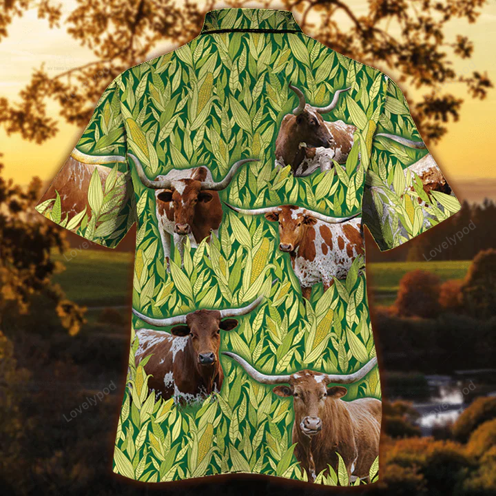 Tx Longhorn Cattle Lovers Hawaiian Shirt Gift for Men Women Fans – Cow Pattern Aloha Shirt Gift for Men Women Fans