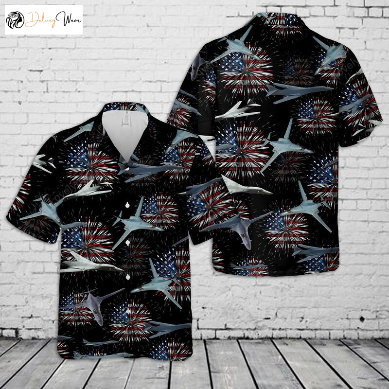 US Air Force B-1 Lancer 4th Of July Hawaiian Shirt Gift for Men Women Fans – Patriotic Men s Aloha Shirt Gift for Men Women Fans