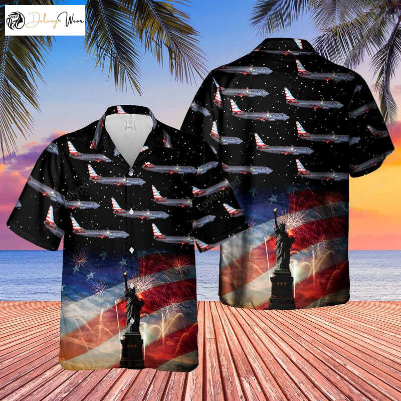US Airlines Boeing 737-823 4th of July Hawaiian Shirt Gift for Men Women Fans: Patriotic Men s Apparel