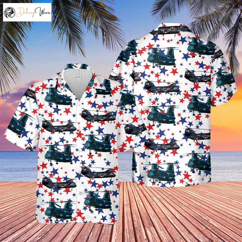 Patriotic US Navy CH-46 Sea Knight Hawaiian Shirt Gift for Men Women Fans for Men – 4th of July Celebration