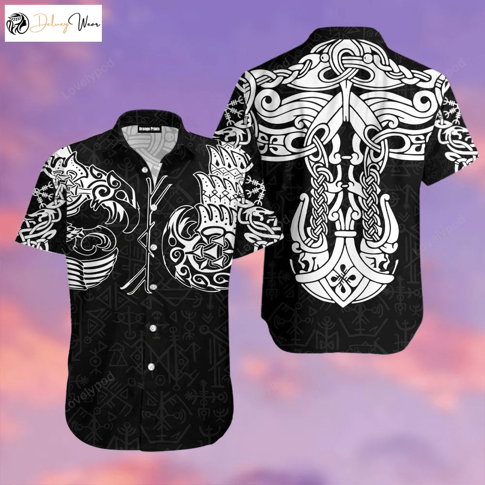 Viking Thor Hawaiian Shirt Gift for Men Women Fans – Stylish Viking Gifts For Him Short Sleeve Unique Design