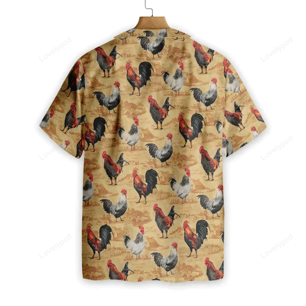 Vintage Chicken Farm & Cow Hawaiian Shirt Gift for Men Women Fans – 3D All Printed Summer Gifts for Men & Women