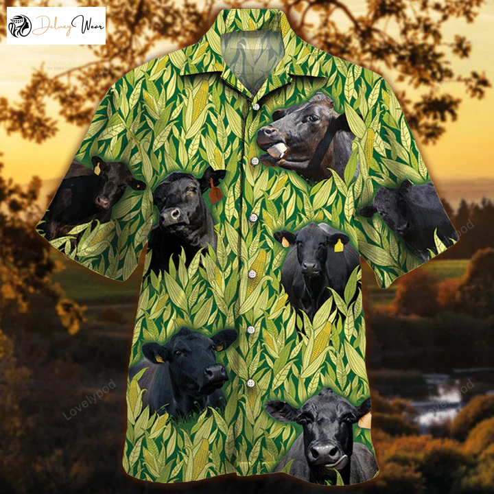 Vintage Farm Hawaiian Shirt Gift for Men Women Fanss for Men – Black Angus & Animals Button Down