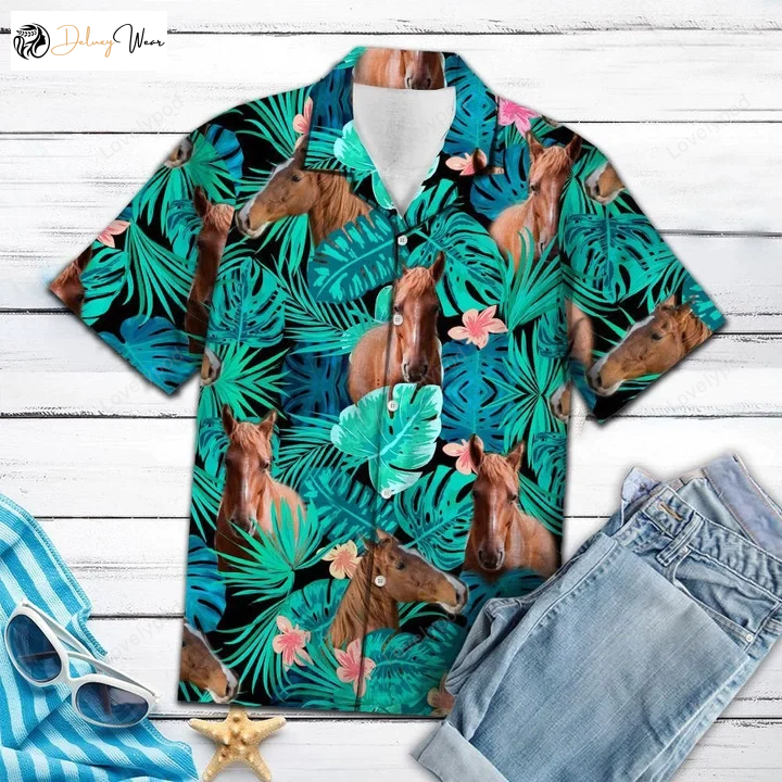 Vivid Forest American Saddlebred Hawaiian Shirt Gift for Men Women Fans for Men – Horse Aloha Shirt Gift for Men Women Fans