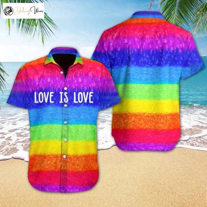 Vibrant LGBT Love Is Love Hawaiian Shirt Gift for Men Women Fans – Perfect for Summertime