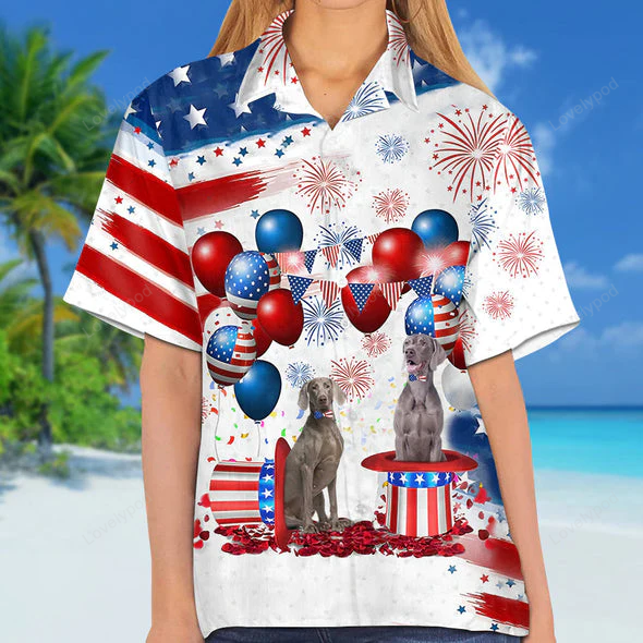 Weimaraner Independence Day Hawaiian Shirt Gift for Men Women Fans – Men & Women 4th of July Design