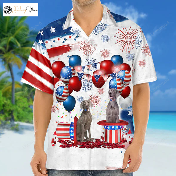 Weimaraner Independence Day Hawaiian Shirt Gift for Men Women Fans – Men & Women 4th of July Design