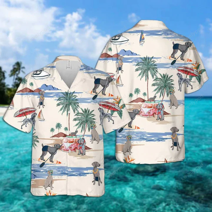 Men s Weimaraner Hawaiian Shirt Gift for Men Women Fans: Summer Beach Aloha Short Sleeve