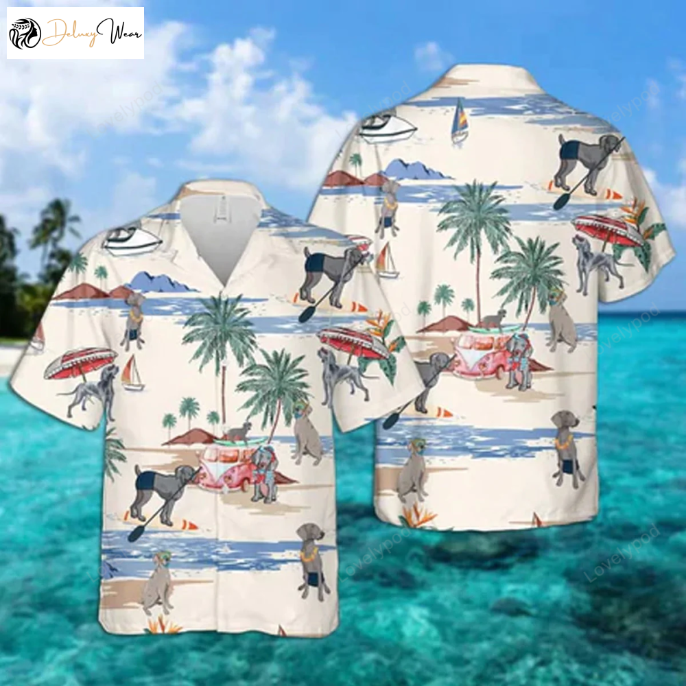 Men s Weimaraner Hawaiian Shirt Gift for Men Women Fans: Summer Beach Aloha Short Sleeve
