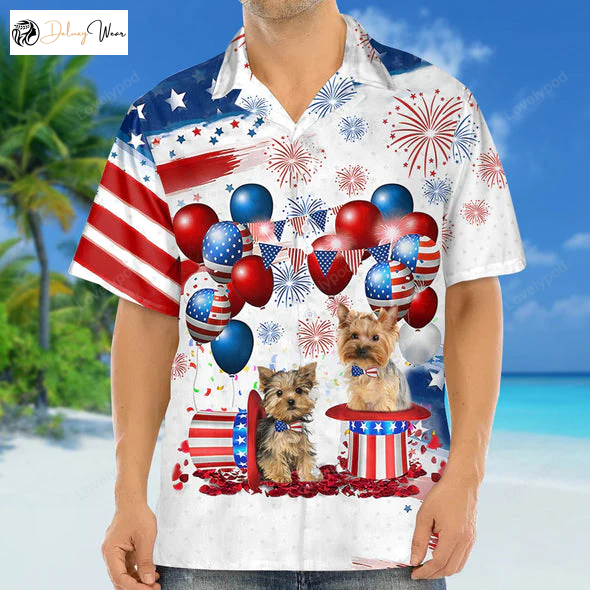 Celebrate Independence Day with Yorkshire Terrier Hawaiian Shirt Gift for Men Women Fanss – Men & Women 4th of July