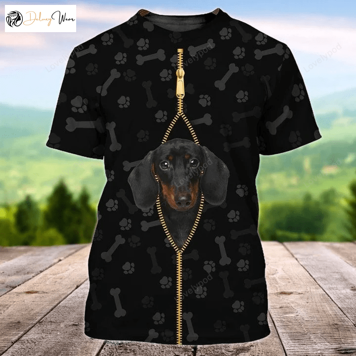 Black Dachshund 3D Full Print Shirt – Hawaiian Hoodie & Zipper Hoodie for Humans