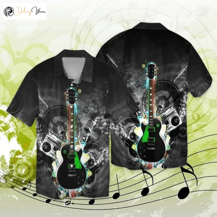 3D Full Printed Electric Guitar Hawaiian Shirt – Perfect for Music Party & Guitarists