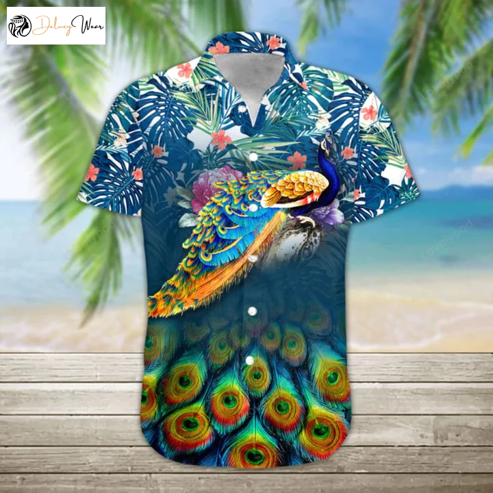 Stylish 3D Peacock Hawaiian Shirt – Men & Women Aloha Beach Short Sleeve