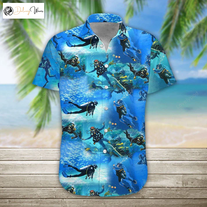 3D Scuba Diving Hawaiian Shirt – Stylish Unisex Apparel for Men & Women