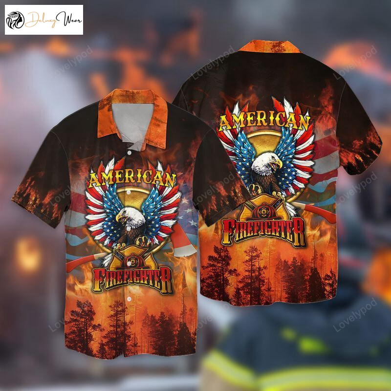 American Firefighter Eagle Hawaiian Shirt 4th Of July Independence Day