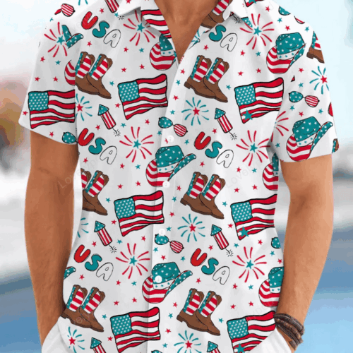 4th of July Western Hawaiian Shirt for Men & Women – Patriotic & Stylish