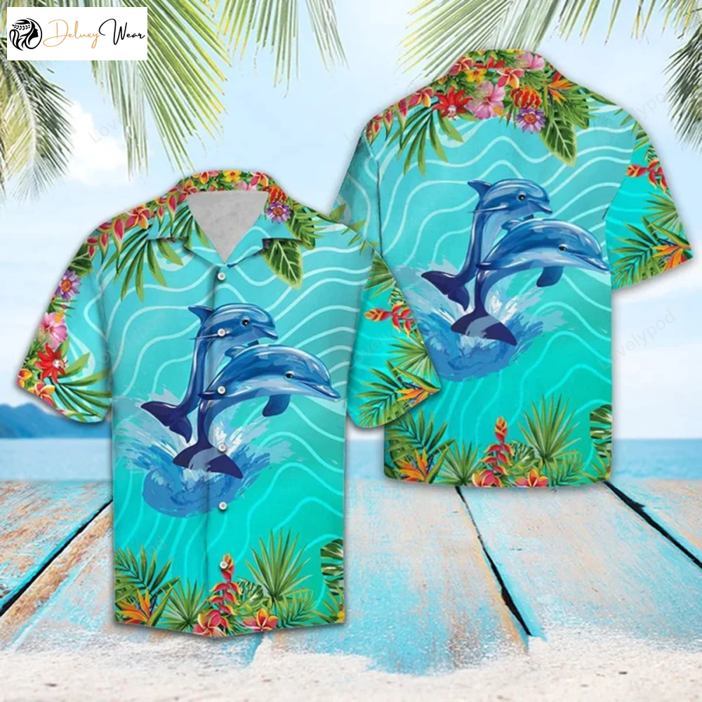 Dolphin Love Hawaiian Shirt: Summer Vacation Themed Aloha Shirt