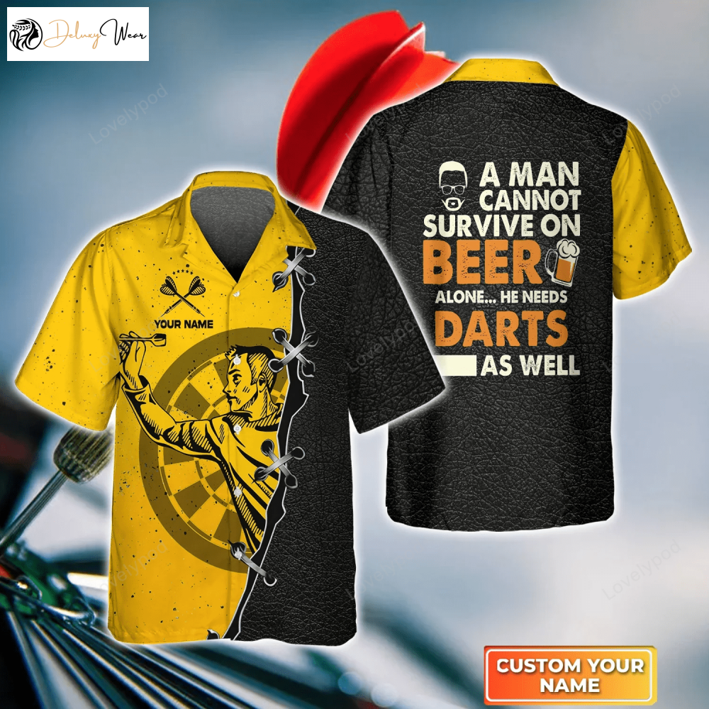 3D Hawaiian Shirt: A Man Needs Darts! Men s Women s Darts Team Shirt