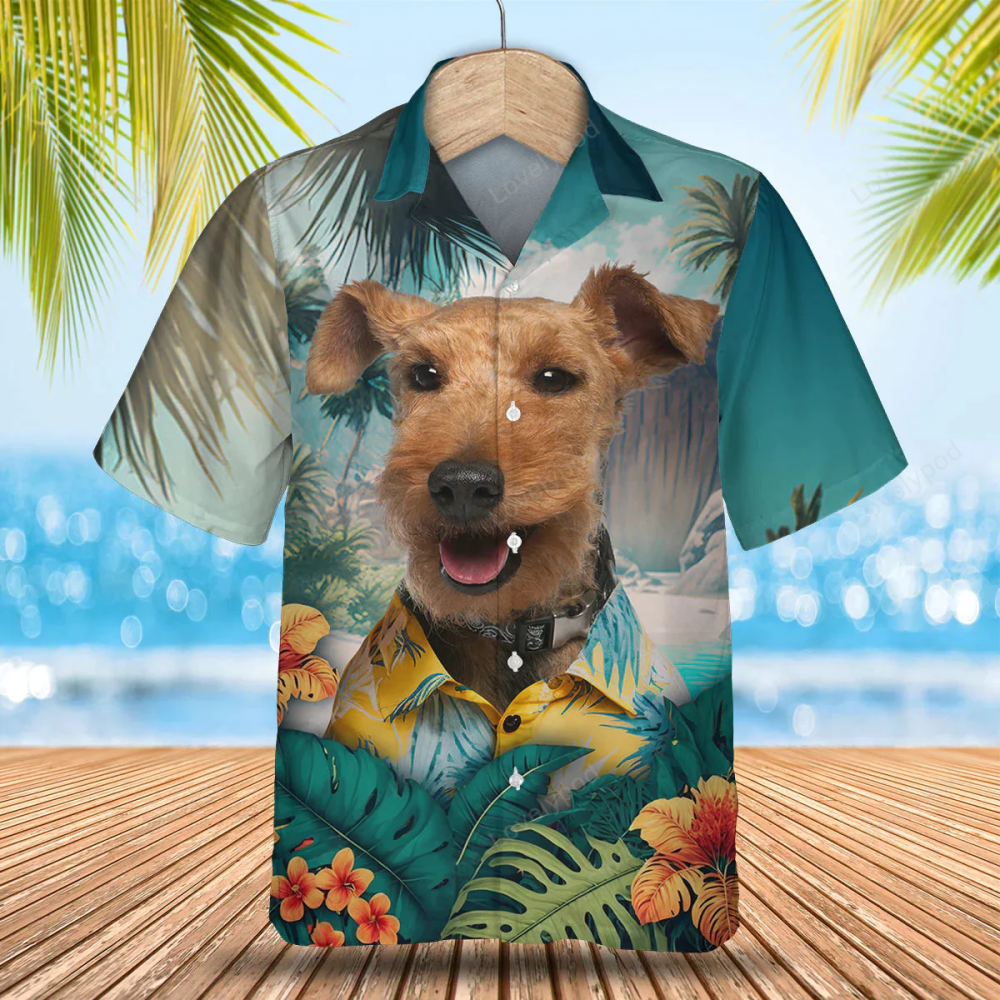 Airedale Terrier 3D Hawaiian Shirt for Men: Dog Lover s Summer Gift