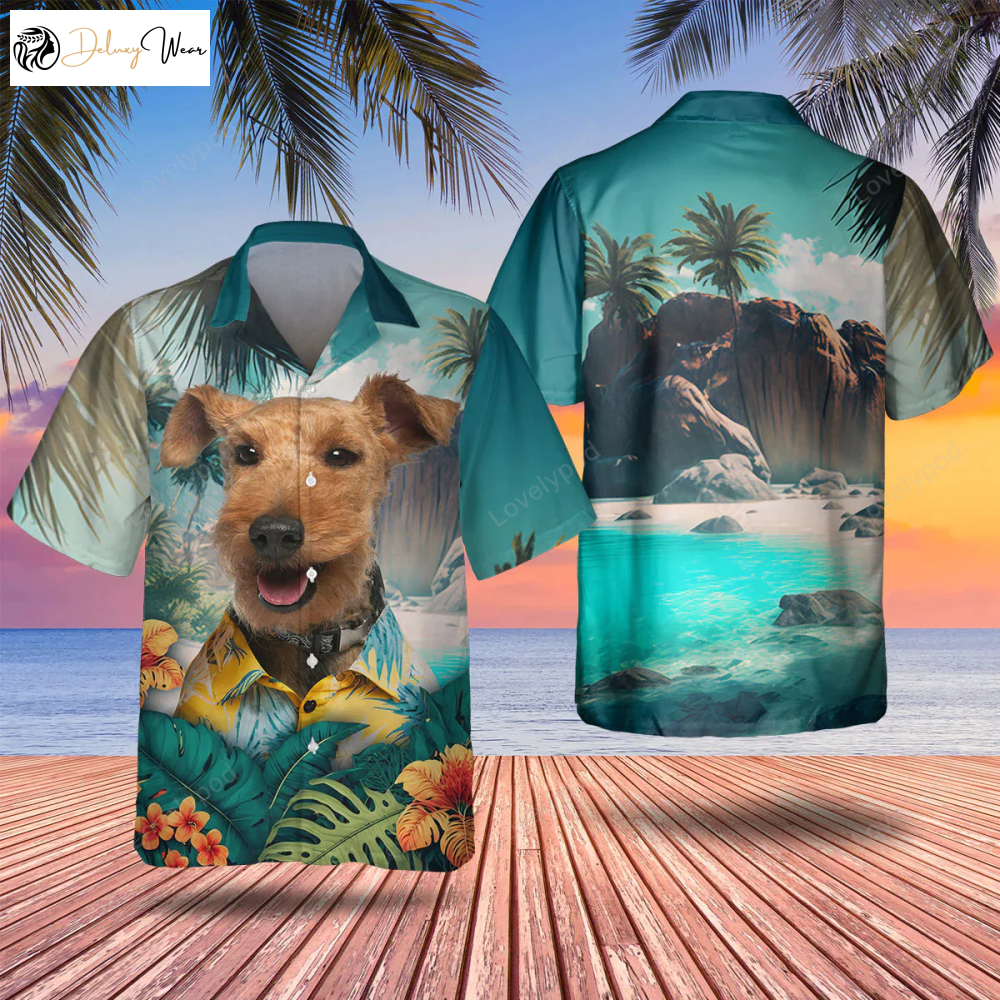 Airedale Terrier 3D Hawaiian Shirt for Men: Dog Lover s Summer Gift