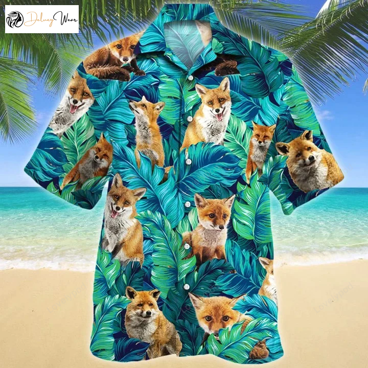 Fox Lovers Hawaiian Shirt – Amazing Leaves Jungle Gift for Summer Hawaii Family Shirt