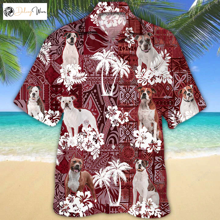 American Bulldog Hawaiian Shirt – Tropical Gift For Him Funny Tropical Shirts