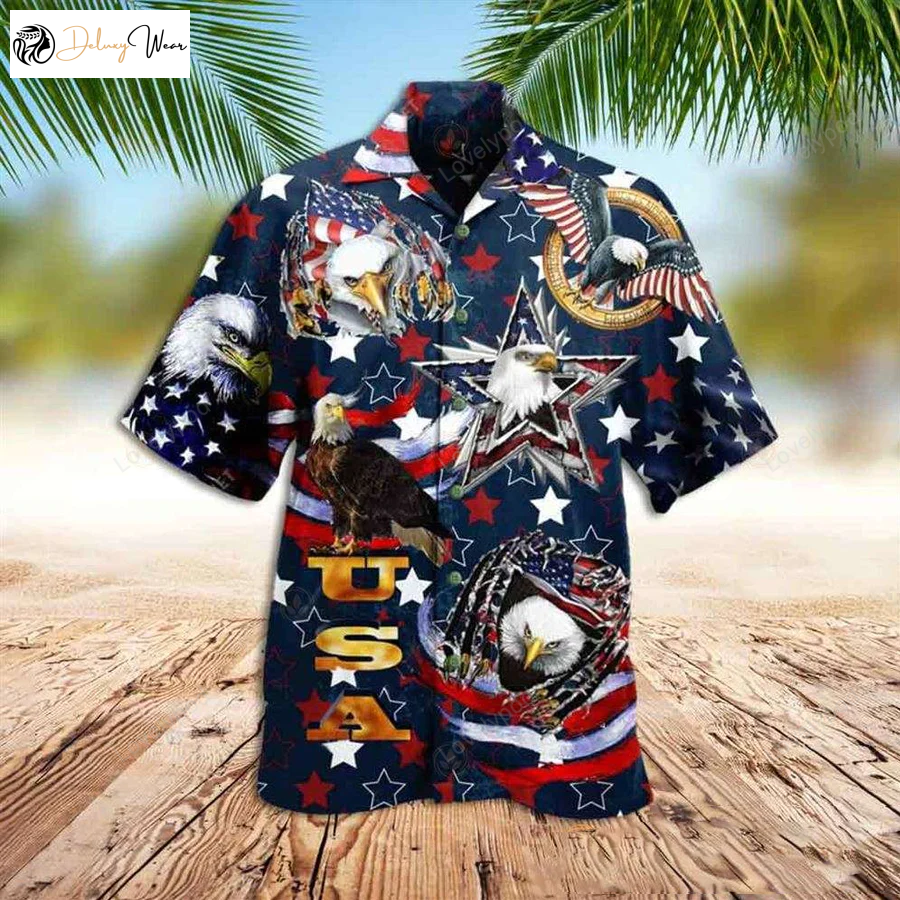 American Eagle Hawaiian Shirt: Celebrate USA Independence Day in Style!