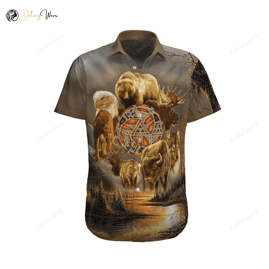 Native American Watercolor Hawaiian Shirt – Animal Design