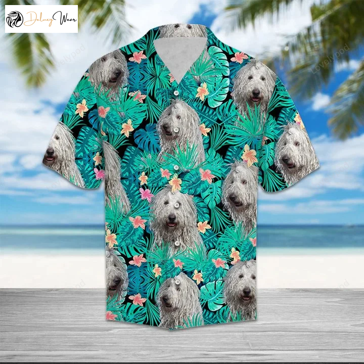Stunning Komondor Tropical Plant Hawaiian Shirt – Vibrant Watercolor Art